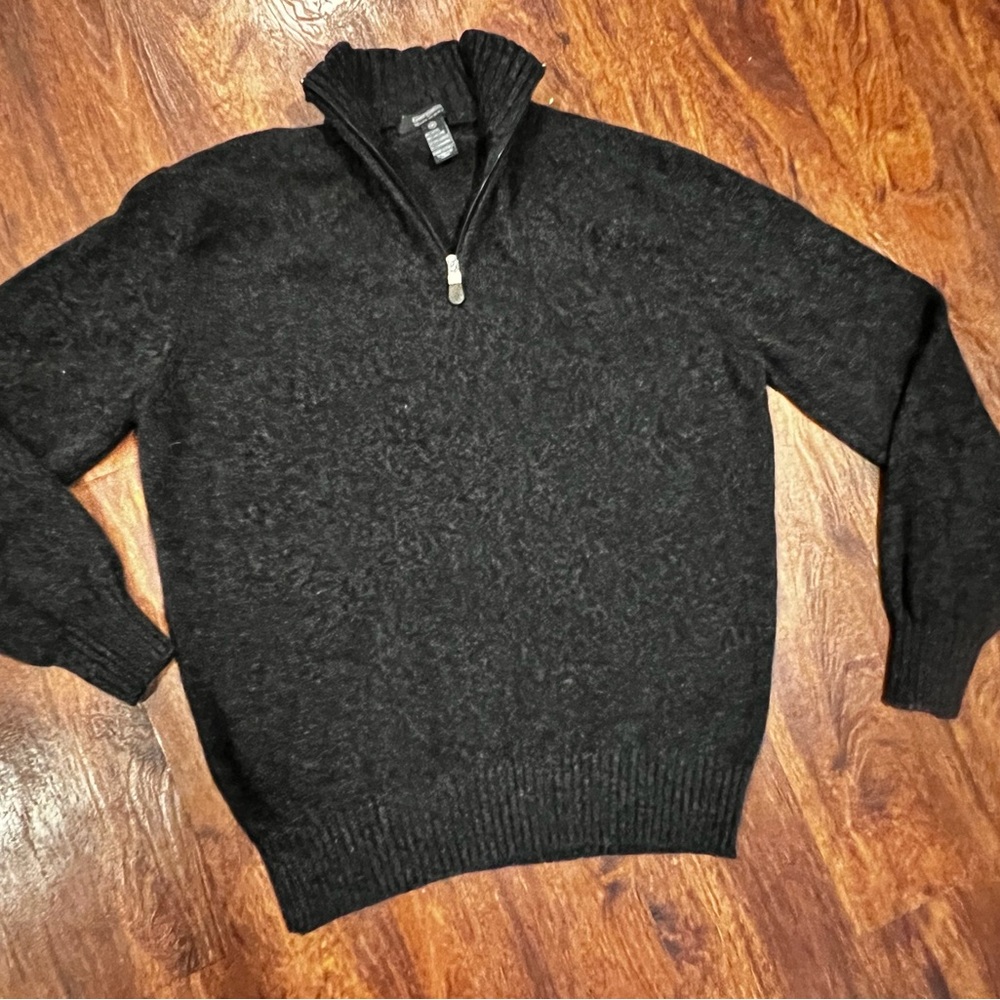 Giorgiolini Men's black Grey 3/4 Zip-Up Sweater Italy size medium